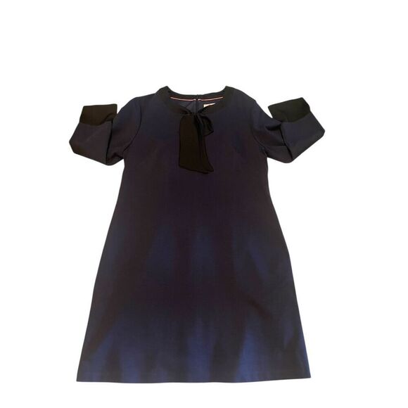 Boden Josie Ponte Bow tie Neck Sheath Dress Navy Blue Size US 16R Career - Picture 7 of 12